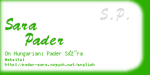 sara pader business card